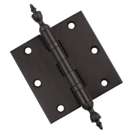 EMBASSY 3-1/2 x 3-1/2 Solid Brass Hinge, Oil Rubbed Bronze Finish with Urn Tips 3535BBUS10BU-1